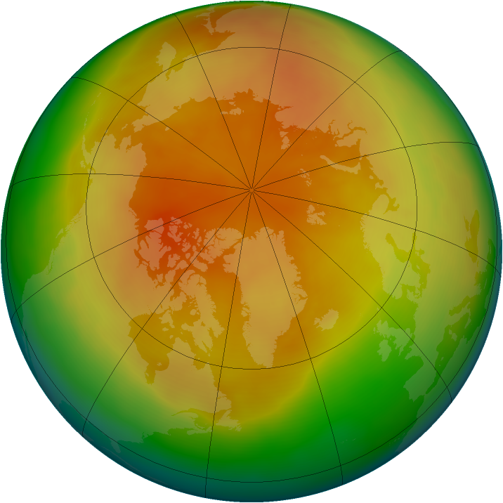 Arctic ozone map for March 2009